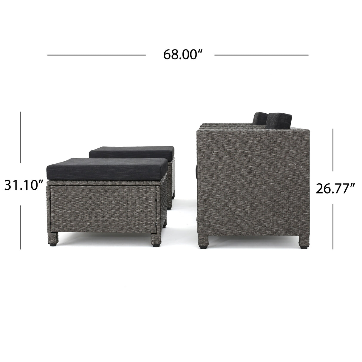 Puerta 5-piece Outdoor Wicker Chat Set with Water Resistant Cushions by Christopher Knight Home