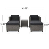 Puerta 5-piece Outdoor Wicker Chat Set with Water Resistant Cushions by Christopher Knight Home