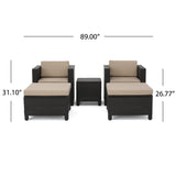 Puerta 5-piece Outdoor Wicker Chat Set with Water Resistant Cushions by Christopher Knight Home