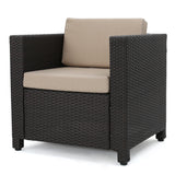 Puerta 5-piece Outdoor Wicker Chat Set with Water Resistant Cushions by Christopher Knight Home