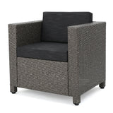 Puerta 5-piece Outdoor Wicker Chat Set with Water Resistant Cushions by Christopher Knight Home