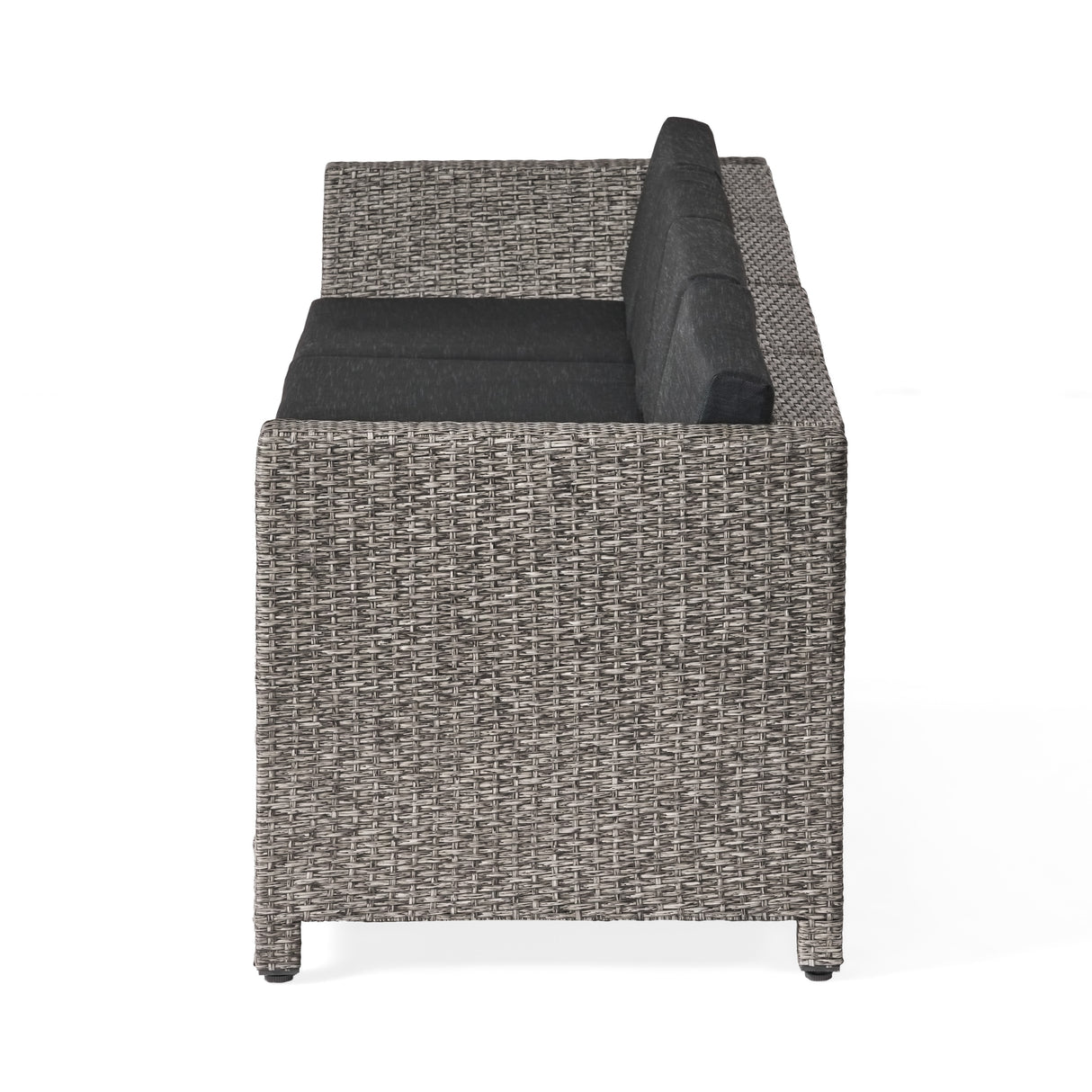 Puerta Grey Wicker V-Shaped Sofa and Swivel Chair Set by Christopher Knight Home