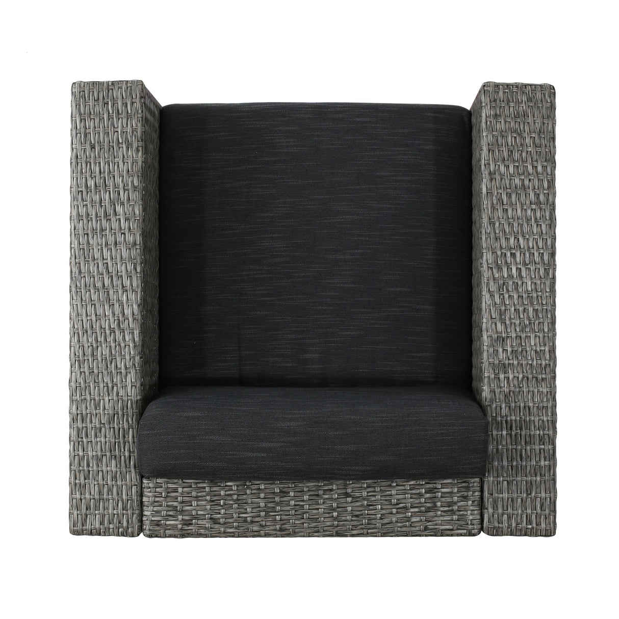 Puerta Grey Wicker V-Shaped Sofa and Swivel Chair Set by Christopher Knight Home