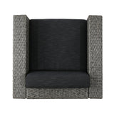 Puerta Grey Wicker V-Shaped Sofa and Swivel Chair Set by Christopher Knight Home