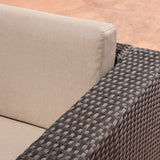 Puerta Grey Wicker V-Shaped Sofa and Swivel Chair Set by Christopher Knight Home