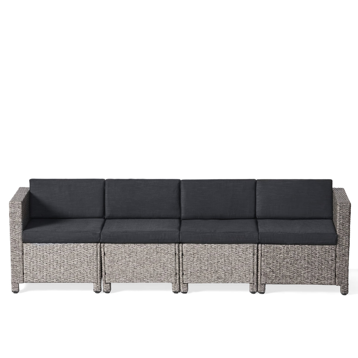 Puerta Grey Wicker V-Shaped Sofa and Swivel Chair Set by Christopher Knight Home