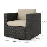 Puerta Grey Wicker V-Shaped Sofa and Swivel Chair Set by Christopher Knight Home