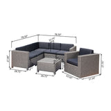 Puerta Grey Wicker V-Shaped Sofa and Swivel Chair Set by Christopher Knight Home