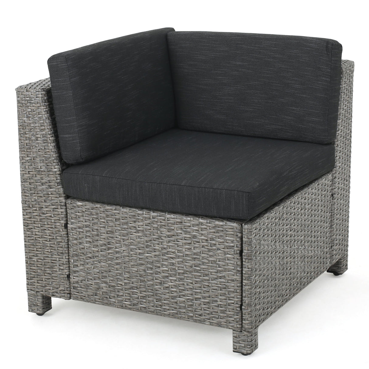 Puerta Grey Wicker V-Shaped Sofa and Swivel Chair Set by Christopher Knight Home