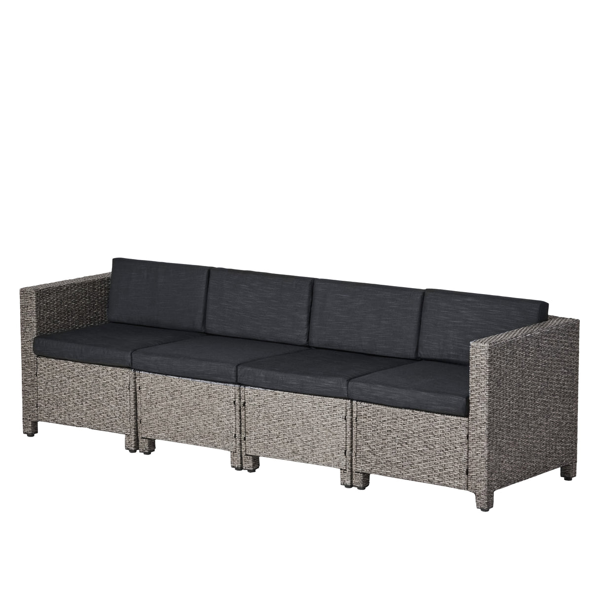 Puerta Grey Wicker V-Shaped Sofa and Swivel Chair Set by Christopher Knight Home