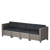 Puerta Grey Wicker V-Shaped Sofa and Swivel Chair Set by Christopher Knight Home