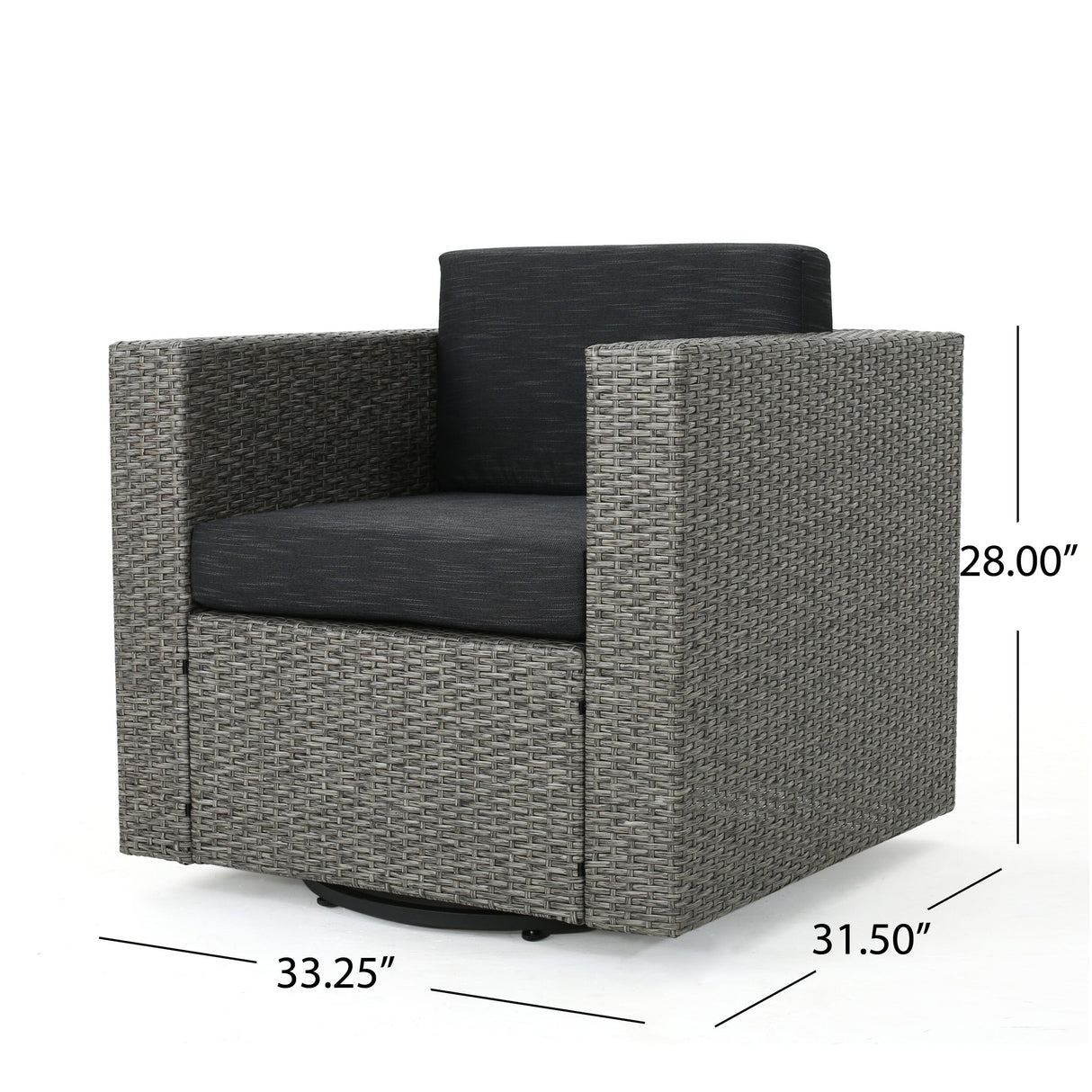 Puerta Grey Wicker V-Shaped Sofa and Swivel Chair Set by Christopher Knight Home