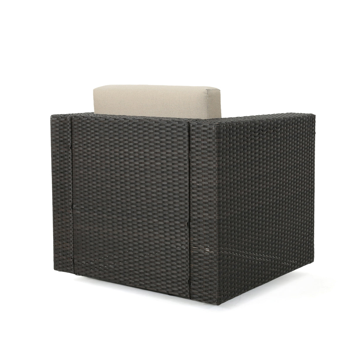 Puerta Grey Wicker V-Shaped Sofa and Swivel Chair Set by Christopher Knight Home