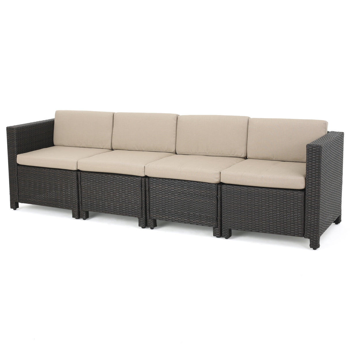 Puerta Grey Wicker V-Shaped Sofa and Swivel Chair Set by Christopher Knight Home