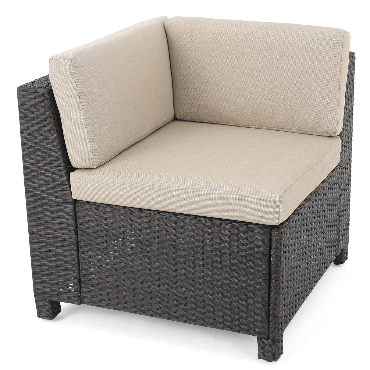 Puerta Grey Wicker V-Shaped Sofa and Swivel Chair Set by Christopher Knight Home