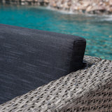 Puerta Grey Wicker V-Shaped Sofa and Swivel Chair Set by Christopher Knight Home