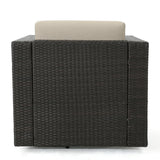 Puerta Grey Wicker V-Shaped Sofa and Swivel Chair Set by Christopher Knight Home