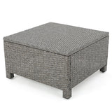 Puerta Grey Wicker V-Shaped Sofa and Swivel Chair Set by Christopher Knight Home