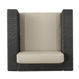 Puerta Grey Wicker V-Shaped Sofa and Swivel Chair Set by Christopher Knight Home