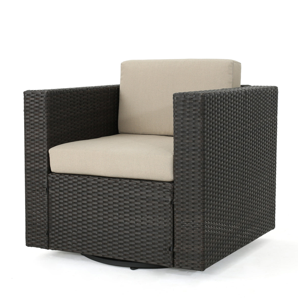 Puerta Grey Wicker V-Shaped Sofa and Swivel Chair Set by Christopher Knight Home