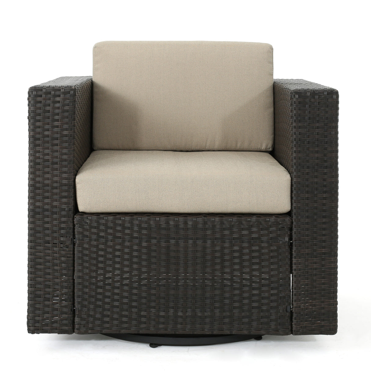 Puerta Grey Wicker V-Shaped Sofa and Swivel Chair Set by Christopher Knight Home