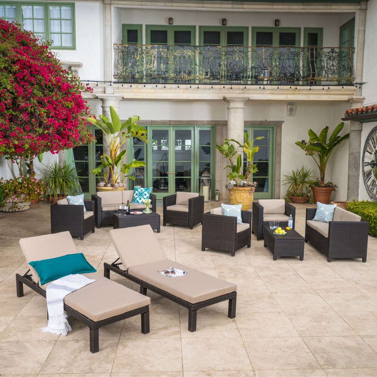 Puerta Outdoor 10-piece Wicker Patio Set with Cushions by Christopher Knight Home