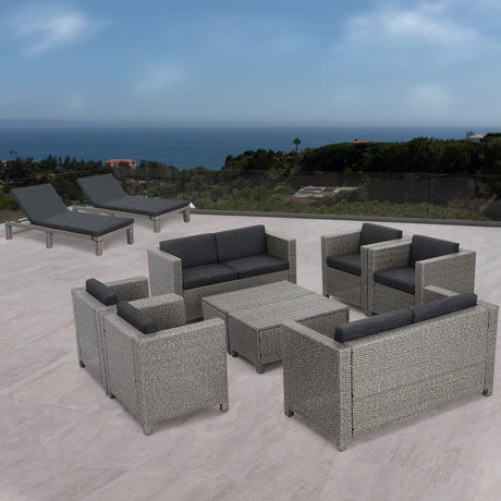 Puerta Outdoor 10-piece Wicker Patio Set with Cushions by Christopher Knight Home