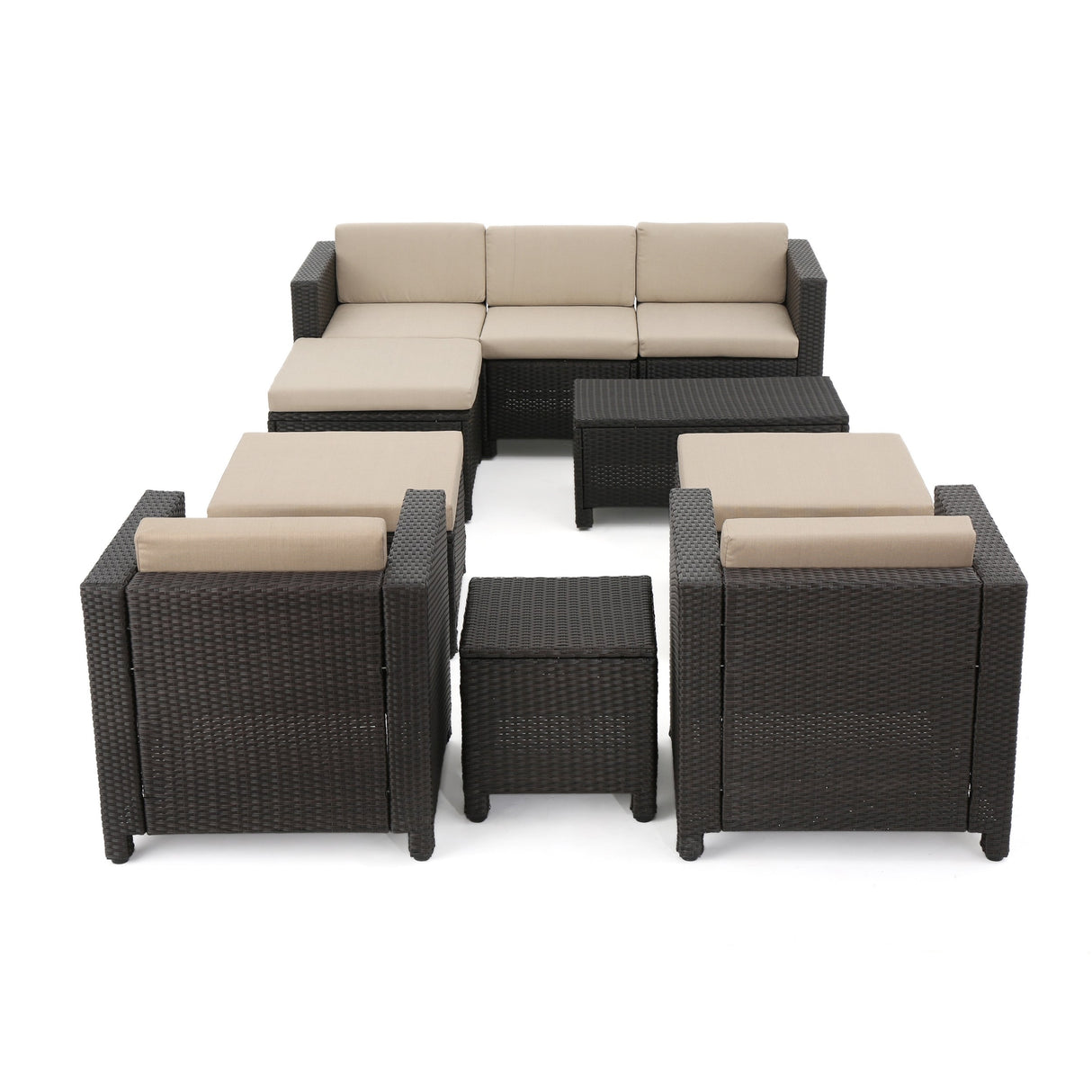 Puerta Outdoor 10-piece Wicker Sofa Set Collection with Cushions by Christopher Knight Home