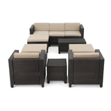 Puerta Outdoor 10-piece Wicker Sofa Set Collection with Cushions by Christopher Knight Home