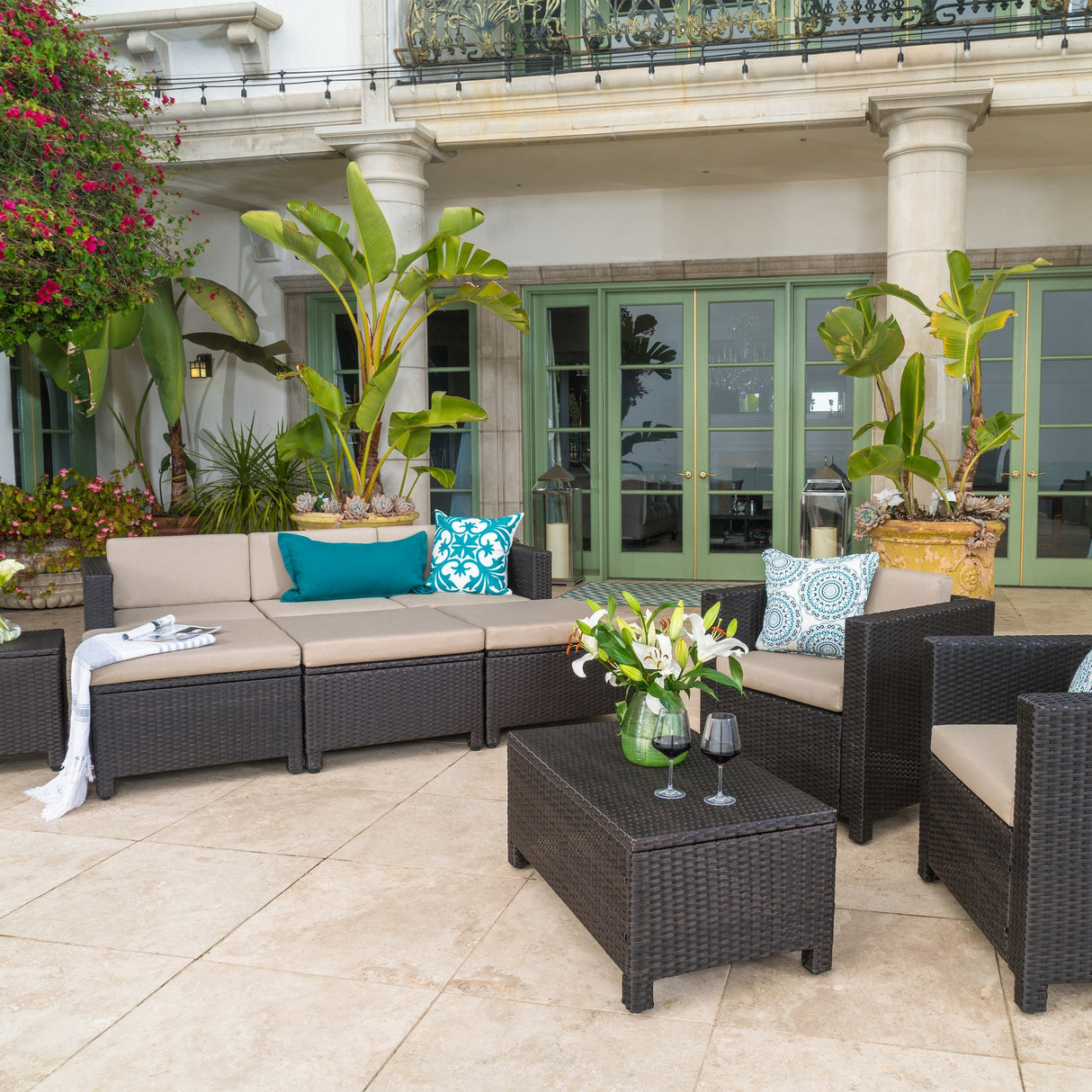Puerta Outdoor 10-piece Wicker Sofa Set Collection with Cushions by Christopher Knight Home