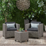 Puerta Outdoor 3-piece Wicker Seating Set with Cushions by Christopher Knight Home