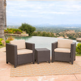 Puerta Outdoor 3-piece Wicker Seating Set with Cushions by Christopher Knight Home