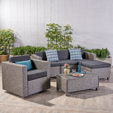 Puerta Outdoor L-shaped Sofa Set with Cushions by Christopher Knight Home
