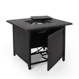 Puerta Outdoor Wicker and Aluminum 5-pieace Swivel Chair and Fire Pit Set with Cushions by Christopher Knight Home