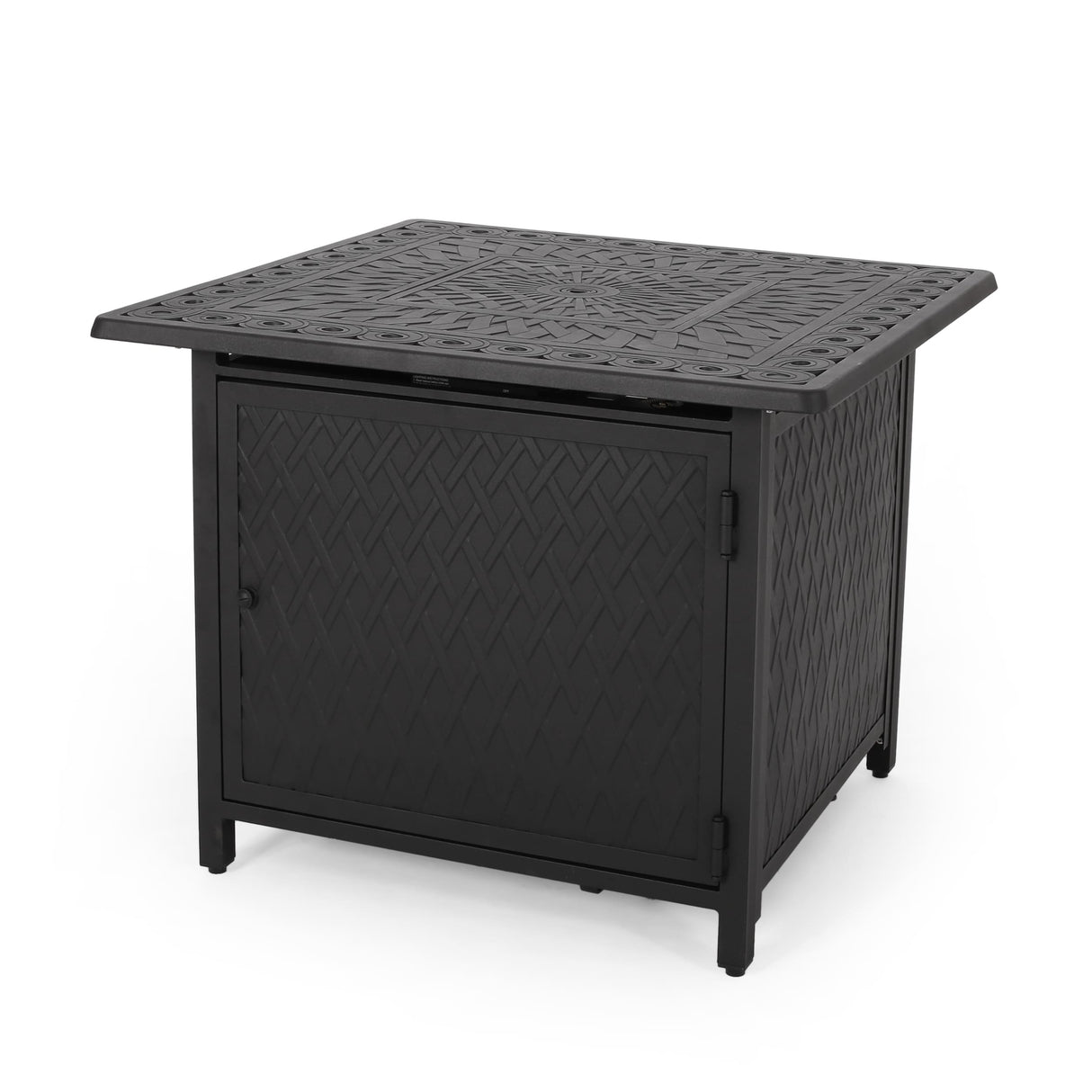 Puerta Outdoor Wicker and Aluminum 5-pieace Swivel Chair and Fire Pit Set with Cushions by Christopher Knight Home