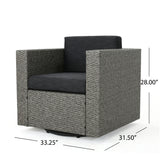 Puerta Outdoor Wicker and Aluminum 5-pieace Swivel Chair and Fire Pit Set with Cushions by Christopher Knight Home