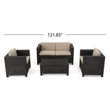 Puerta Outdoor 4-piece Chat Set with Cover by Christopher Knight Home