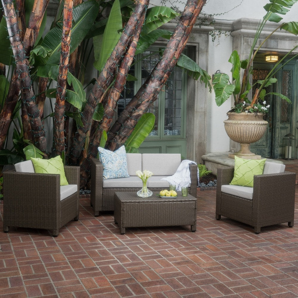 Puerta Outdoor 4-piece Patio Chat Set by Christopher Knight Home