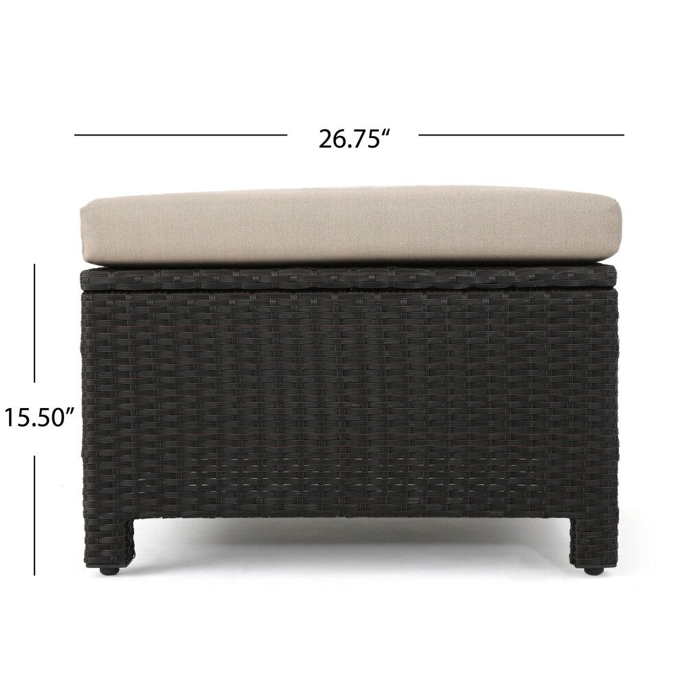 Puerta Outdoor 5 Seater Wicker Sofa Chat Set with Ottomans by Christopher Knight Home