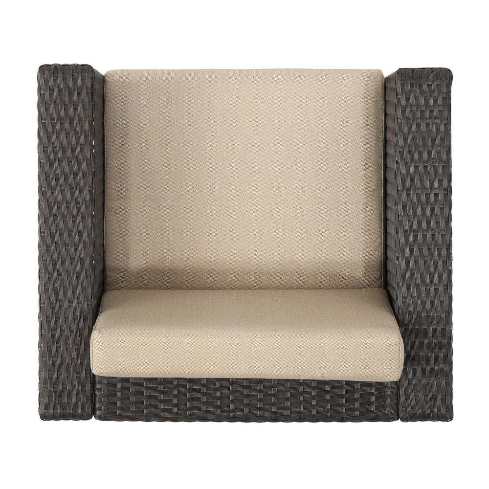 Puerta Outdoor 5 Seater Wicker Sofa Chat Set with Ottomans by Christopher Knight Home