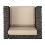 Puerta Outdoor 5 Seater Wicker Sofa Chat Set with Ottomans by Christopher Knight Home