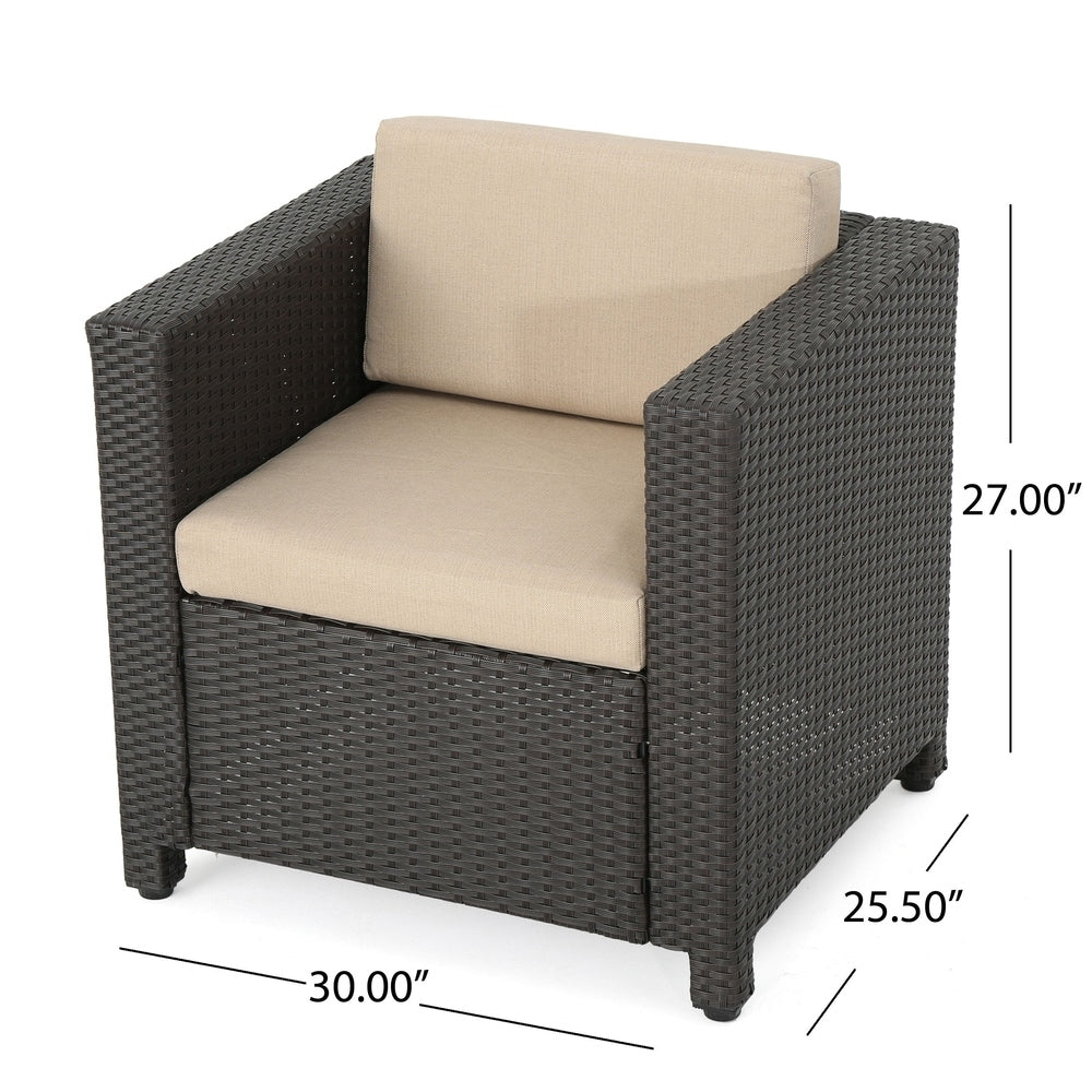 Puerta Outdoor 5 Seater Wicker Sofa Chat Set with Ottomans by Christopher Knight Home