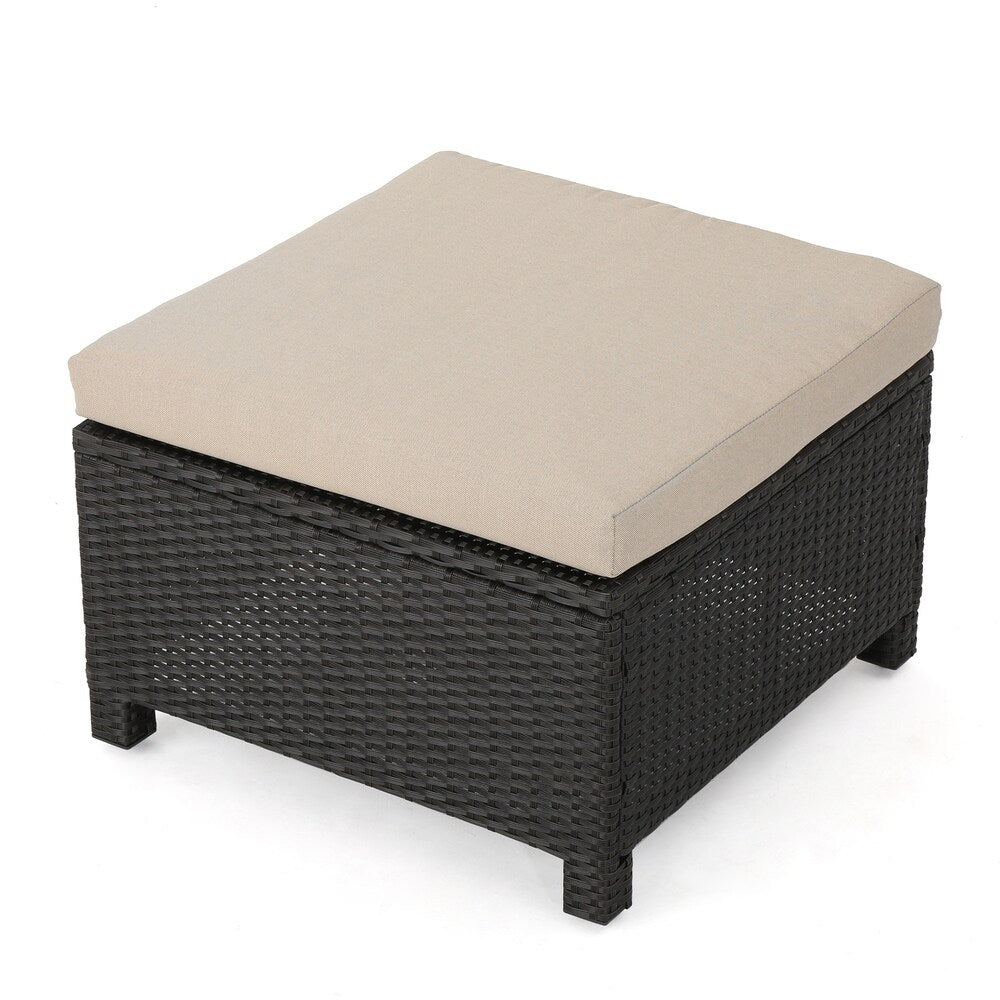 Puerta Outdoor 5 Seater Wicker Sofa Chat Set with Ottomans by Christopher Knight Home