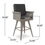 Puerta Outdoor 5-piece Wicker Dining Bar Set with Cushions by Christopher Knight Home