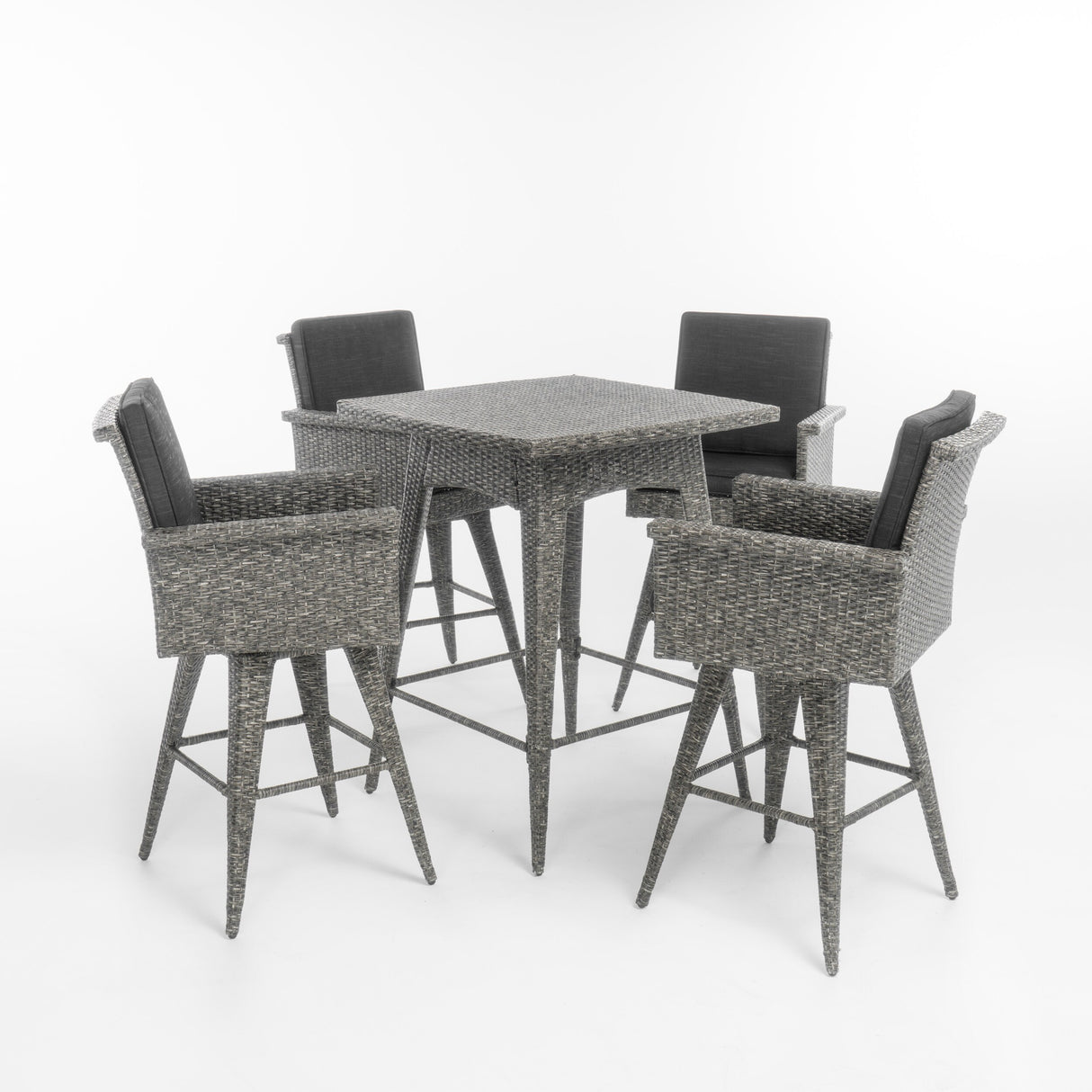 Puerta Outdoor 5-piece Wicker Dining Bar Set with Cushions by Christopher Knight Home