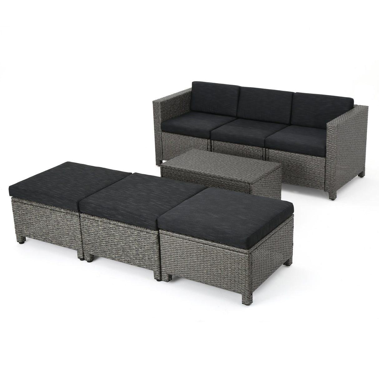 Puerta Outdoor 7-piece Wicker Daybed Set with Cushions by Christopher Knight Home