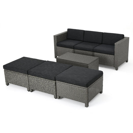 Puerta Outdoor 7-piece Wicker Daybed Set with Cushions by Christopher Knight Home