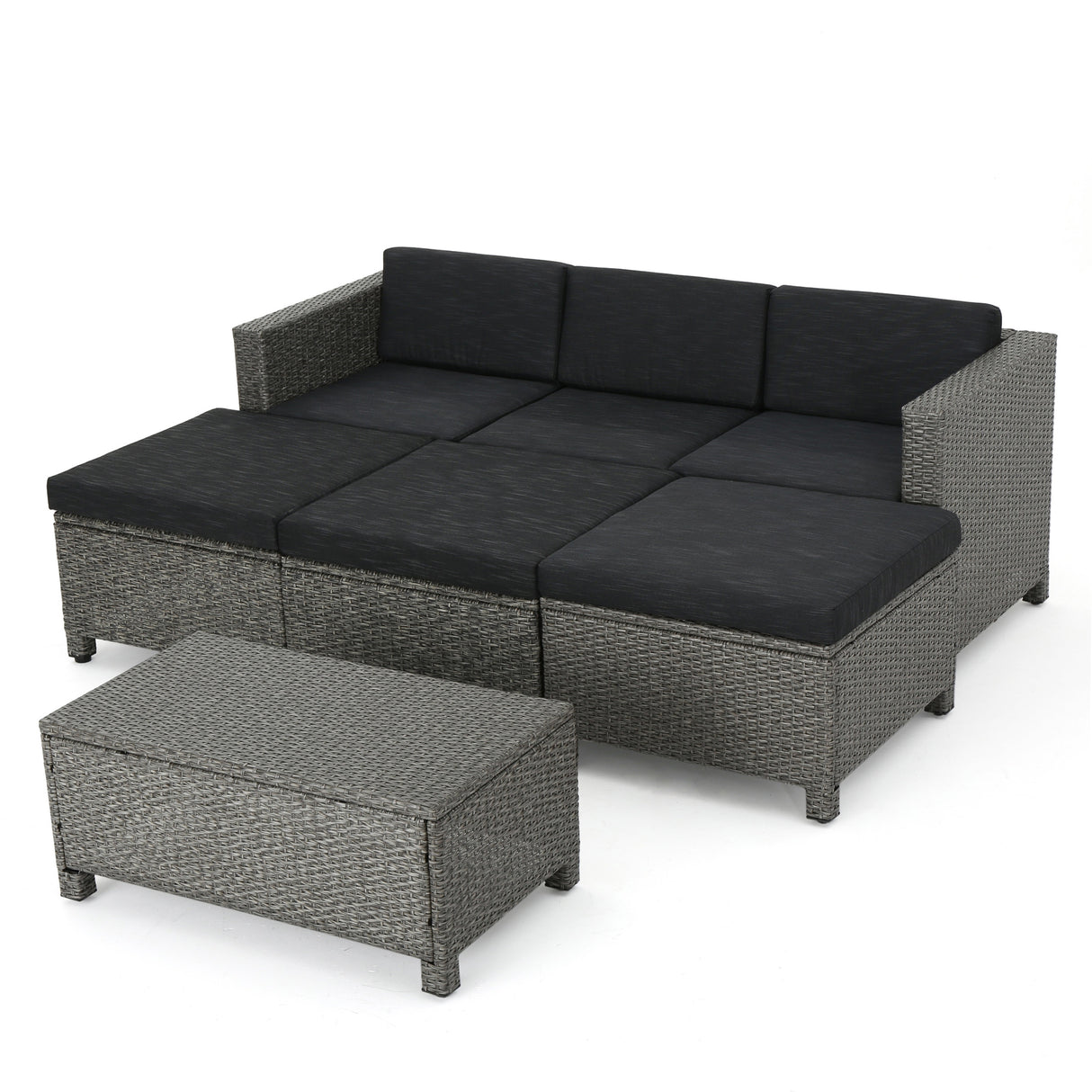 Puerta Outdoor 7-piece Wicker Daybed Set with Cushions by Christopher Knight Home