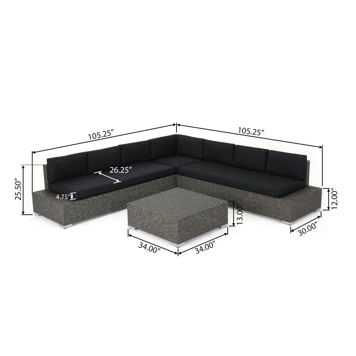 Puerta Outdoor 7-seater Wicker Sectional Sofa Chat Set with Cushions by Christopher Knight Home