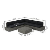Puerta Outdoor 7-seater Wicker Sectional Sofa Chat Set with Cushions by Christopher Knight Home